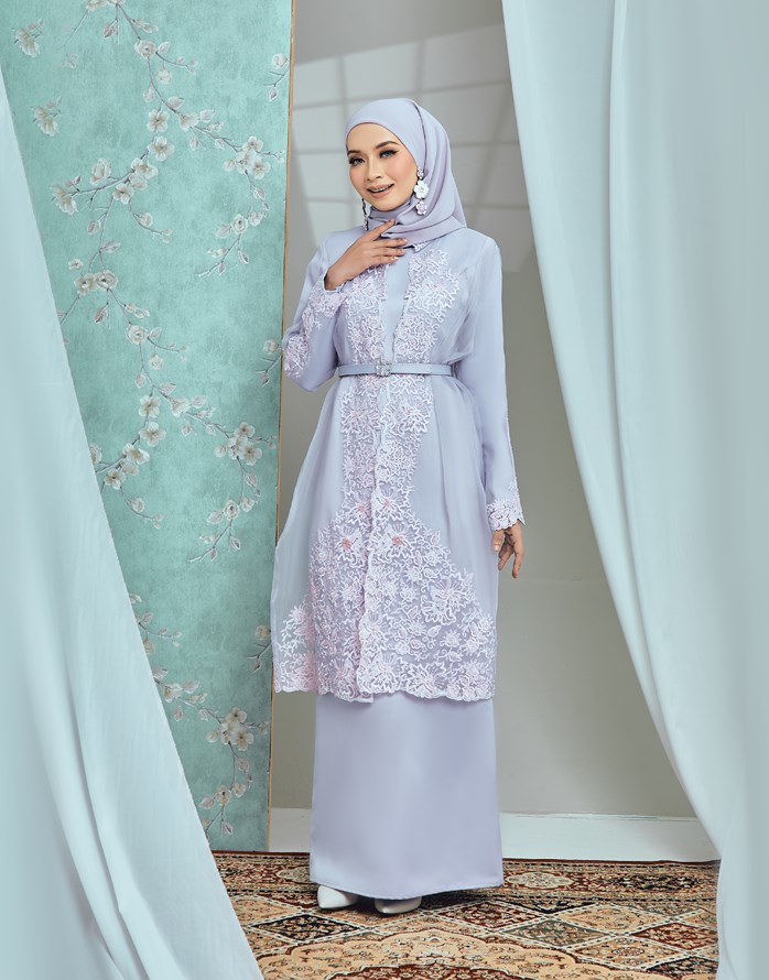 LILAC PURPLE Embroidery baju Kurung