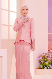 SIPO New Arrival OEM ODM Muslim Clothing Malaysia Clothes Baju Kurung Mini Scallop Kurung with French Lace for Women