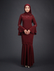 SIPO Fashionable Full-Length Pleated Baju Kurung French Lace And Patches Beaded Lace Islamic Clothing Muslim Dress