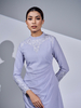 SIPO Custom ODM OEM Round Neckline Sequin Lace and Mini Puff Shoulder Malaysia Baju Kurung Women Dress