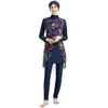 SIPO Four Pieces Muslim High Neck Burkini With Swimming Cap Leaf Print