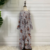Button Ethnic Digital Printing Kid Child Modest Muslim Islamic Abaya Maxi Dress
