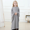 Middle East Pure Color Bat Sleeve Child Kid Modest Muslim Islamic Abaya