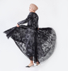 Two-Piece Double-Decker Cutting Pleated Mesh Tulle Elastic Waist Islamic Clothing Abaya