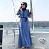 Contrast Color Long Dress Islamic Clothing Muslim Abaya Dubai Hijab Dressing