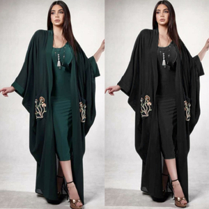 Arabic High Quality Dresses Outfit Muslim Abaya Front Open Long Kimono Women Blouses