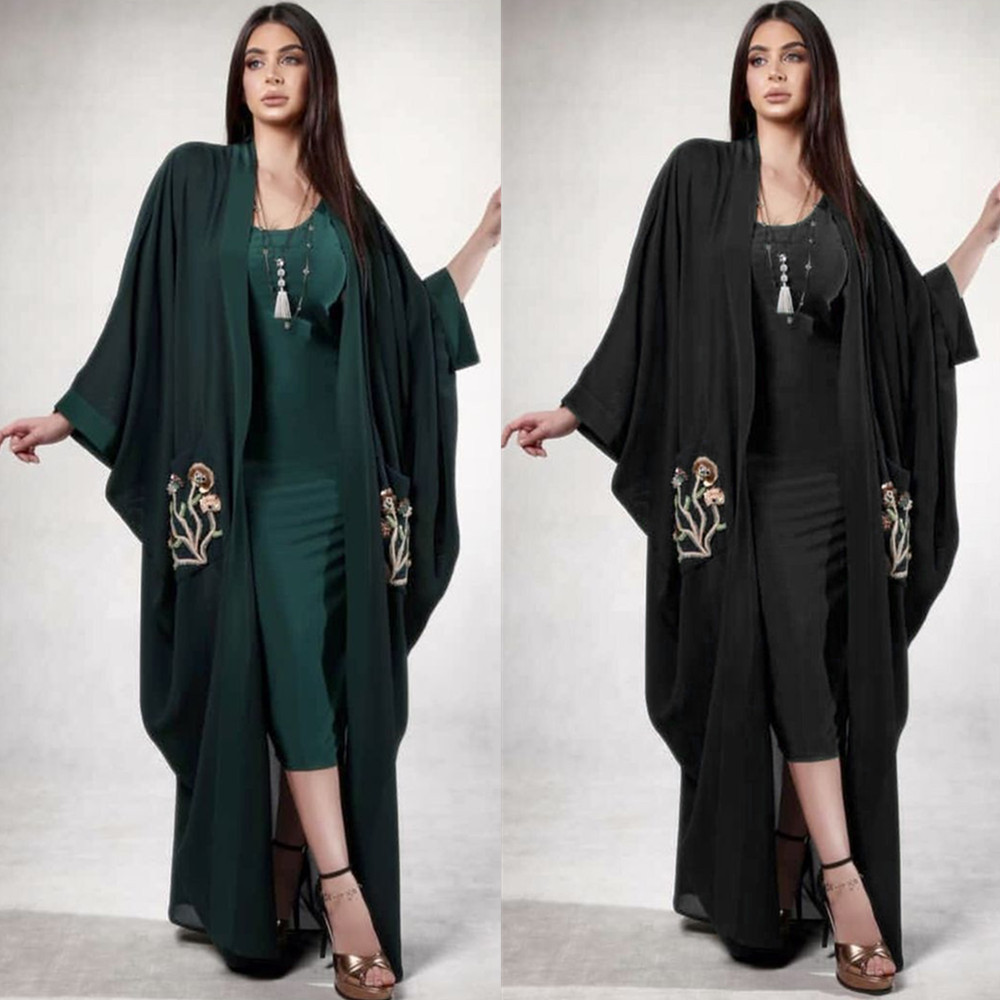 Arabic High Quality Dresses Outfit Muslim Abaya Front Open Long Kimono Women Blouses