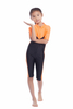 Turkish Girls Kids V-Neck Zipper Fashionable Color Stitching Design Muslim Islamic Swimsuit Swimwear