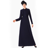 Stand Collar Ruffles Abaya Front Pleated Party Muslim Maxi Dress Islamic Clothing
