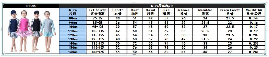 Kids Color Stitching Striped Long Sleeve And Skirts Three-Piece Islamic Muslim Swimsuit Swimwear (4)