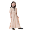 Solid Color Crew Neck Breathable High Elastic Muslim Islamic Kids Clothing Dress Girls Abaya
