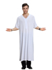 Arabian V-Neck Highly Elastic Jubba Breathable Short Sleeve Muslim Islamic Clothes Robe Men Thobes