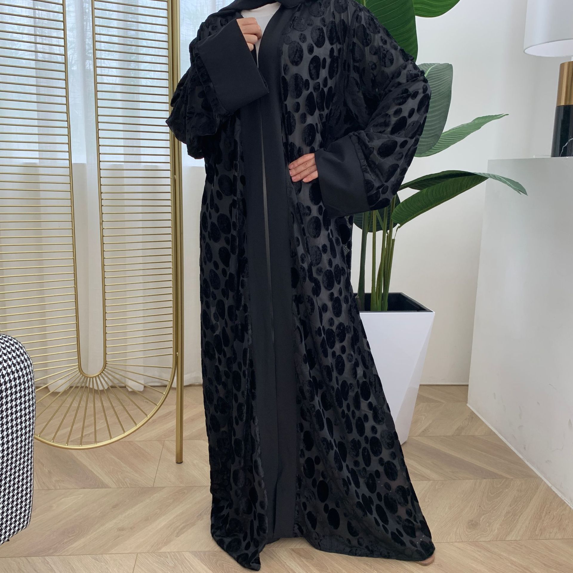 Middle East Muslim Modest Islamic Dubai Arab Cardigan Open Abaya Kimono (9)