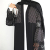 New Fashion Black Lace Stitching Polka Dot Turkish Islamic Cardigan Muslim Open Abaya