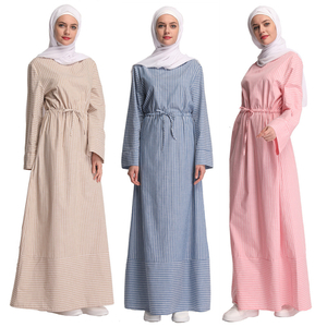 Wholesale Fashion Striped Summer Casual Pattern Popular Muslim Abaya Islamic Women Clothing