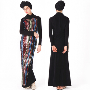 Sequins Elegant Middle East Muslim Maxi Dress Party Evening Gown Islamic Clothing