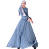 High Grade Elasticized Waist And Cuff Covered Button Double Layer Chiffon Abaya Muslim Dresses