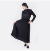 Casual Pure Solid Color Chiffon Elastic Waist Long Pleated Dress Muslim Islamic Skirt