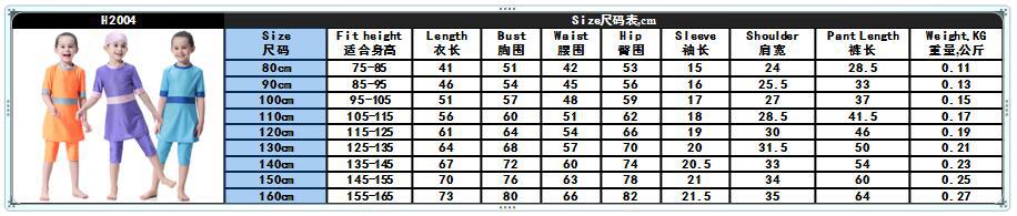 Kids Cuff Waist And Neckline Color Stitching Design Three-Piece Islamic Muslim Swimsuit Swimwear (3)