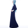 2021 Fashion Color Block Collar Muslim Modest Abaya Islamic Maxi Dress