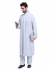 Traditional Adults Jubba Embroidery Breathable Solid Islamic Clothing Robe Muslim Men Thobes