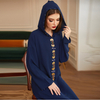 Morocco Beading Gold Tube Muslim Islamic Abaya WIth Hood Modest Abaya