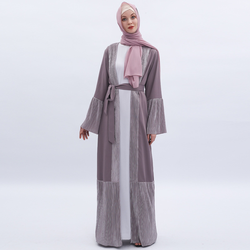 2021 Dubai Modest Clothing Muslim Islamic Open Abaya Maxi Dress Kimono 