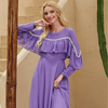Middle East Shirring Ruffle Chiffon Muslim Islamic Abaya Maxi Dress