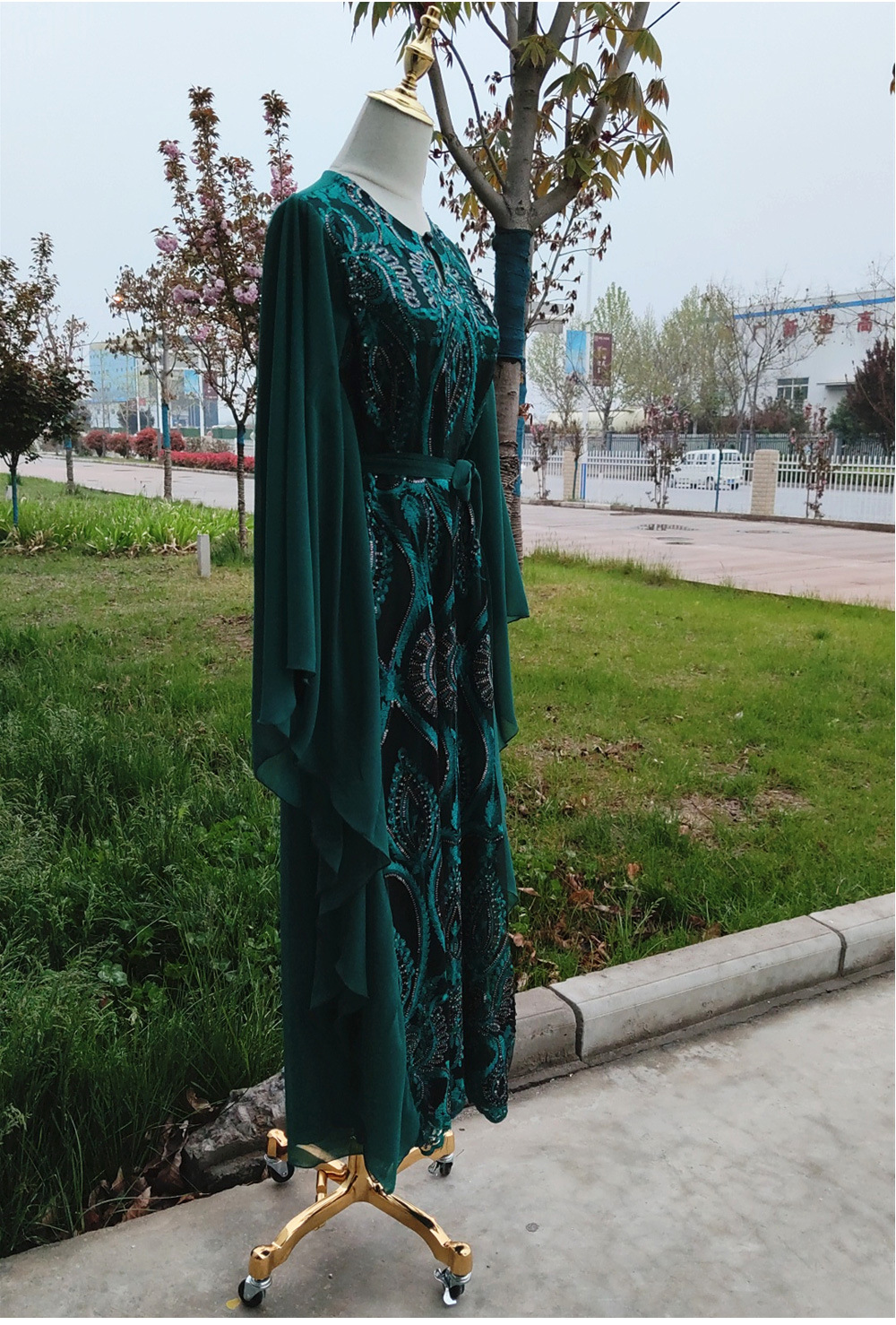 RTS Middle East Embroidery Muslim Islamic Abaya Farasha Maxi Dress (5)