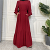 Cross-border Exclusively for The New Fashion Women's Solid Color Stitching Big Put on Muslim Dress