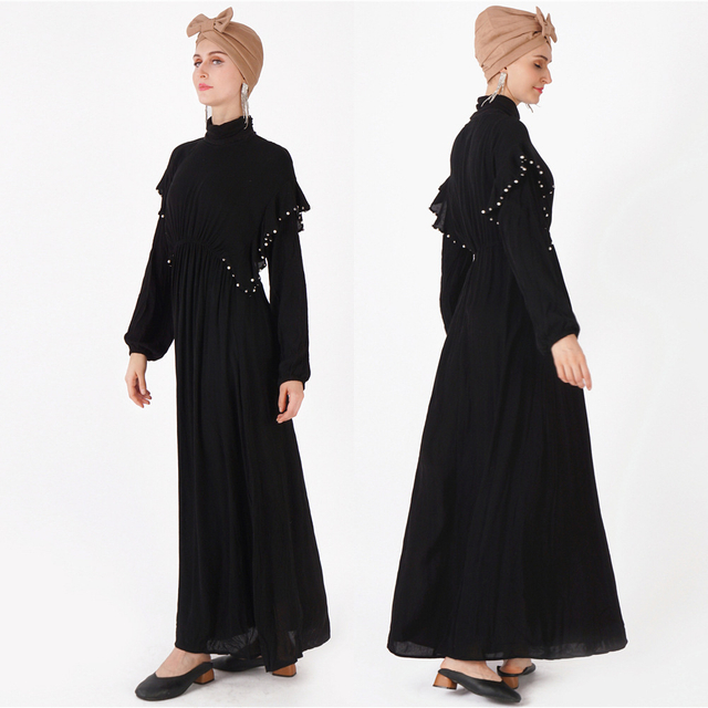 Beaded Arabic Loose Islamic Modest Muslim Women Maxi Dresses Casual Clothing Abaya