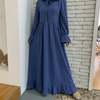 2022 Cross-border Exclusively for 2020 New Fashion Women's Solid Color Stitching Big Muslim Dress