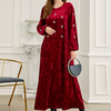 Red Velvet New Design Arabic Modest Fashion Islamic Dress Robe Muslim Maxi Dresses Abaya