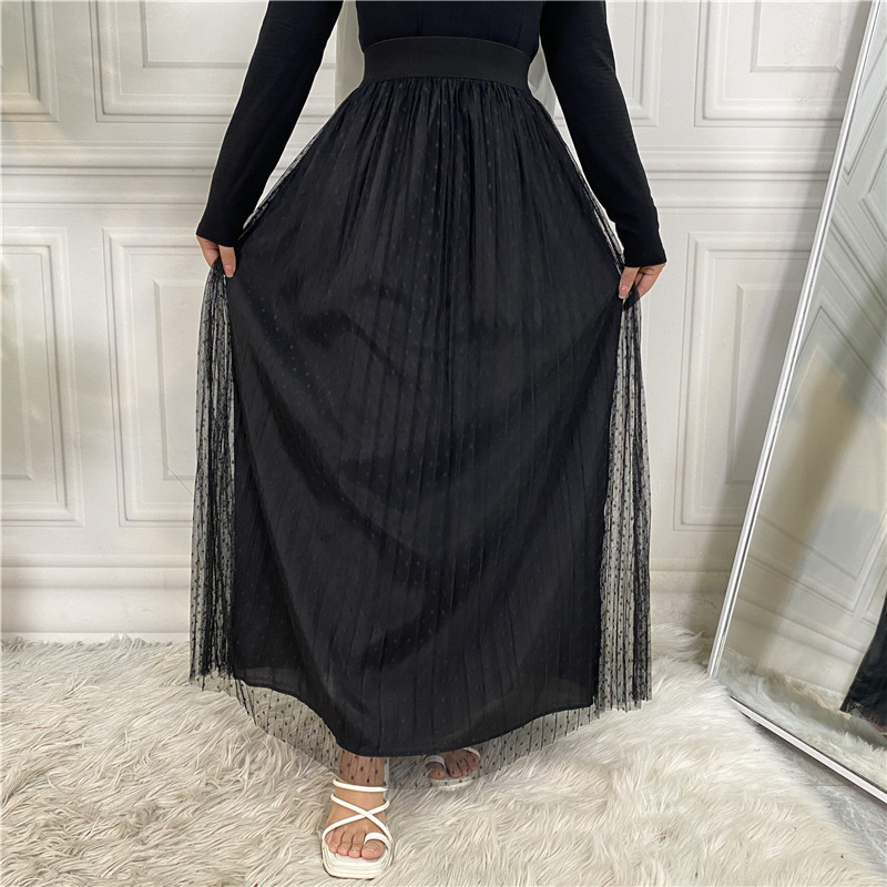2022 Muslim Fashion Mesh Skirt in Europe And America with Waist Waist And Slimming Skirt