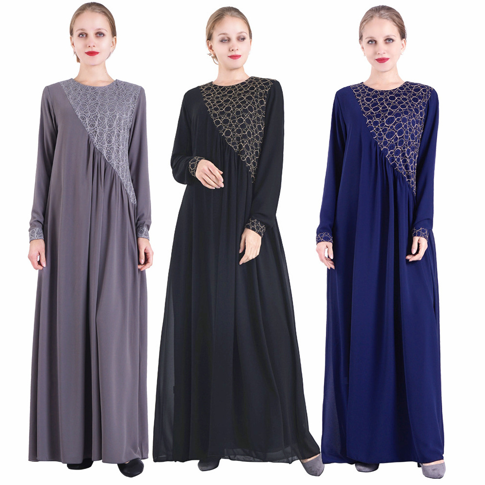 Chiffon Vintage Modest Fashion Muslim Robe Loose Islamic Maxi Dresses Abaya
