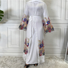 Foreign Trade Hot Style Fashion Women's Cardigan Embroidered Net Yarn Robe Dress