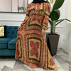 2022 AliExpress Amazon New Fashion Print Pleated Big Skirt Muslim Dress