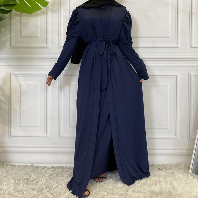 2022 Middle East Hot Sale New Simple Fashion Women's Pure Color Muslim Cardigan