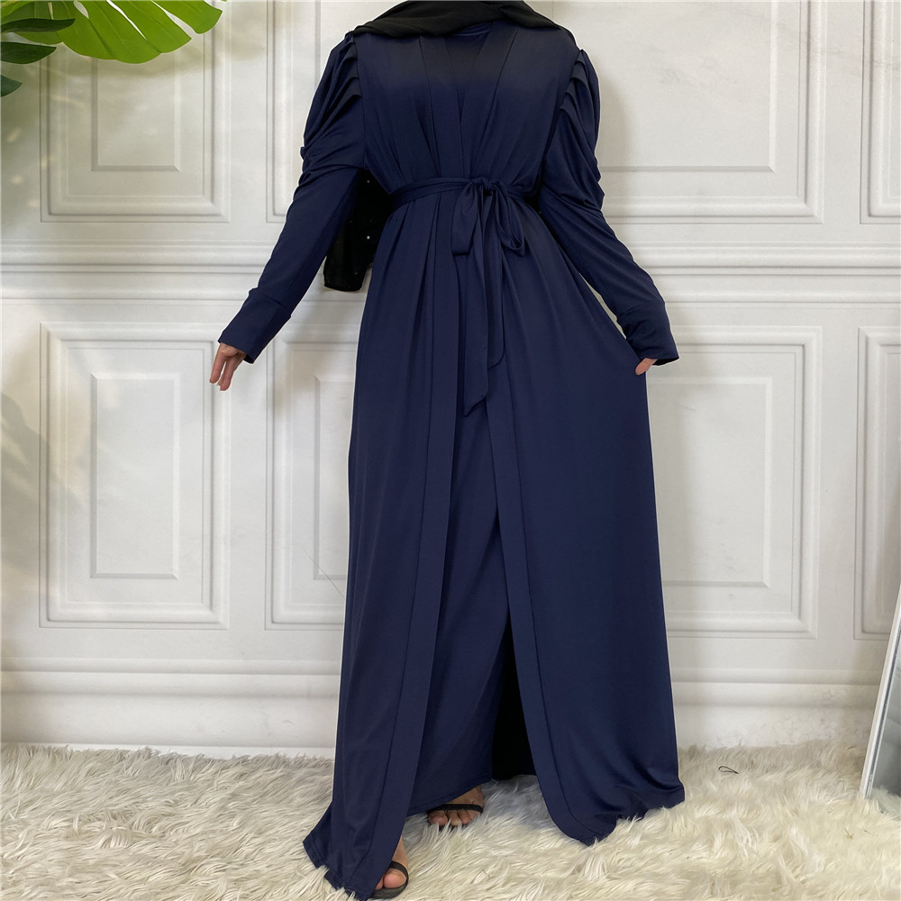 2022 Middle East Hot Sale New Simple Fashion Women's Pure Color Muslim Cardigan
