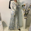2022 Cross-border Middle Eastern Fashion Women's Abaya Mesh Embroidery Lace Cardigan Robe