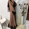 2022 Middle Eastern Muslim Fashion Women's Lace Stitching Lace-up Ramadan Cardigan Robe