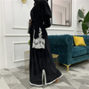 2022 Middle Eastern Muslim Fashion Women's Lace Stitching Gold Velvet Cardigan Robe