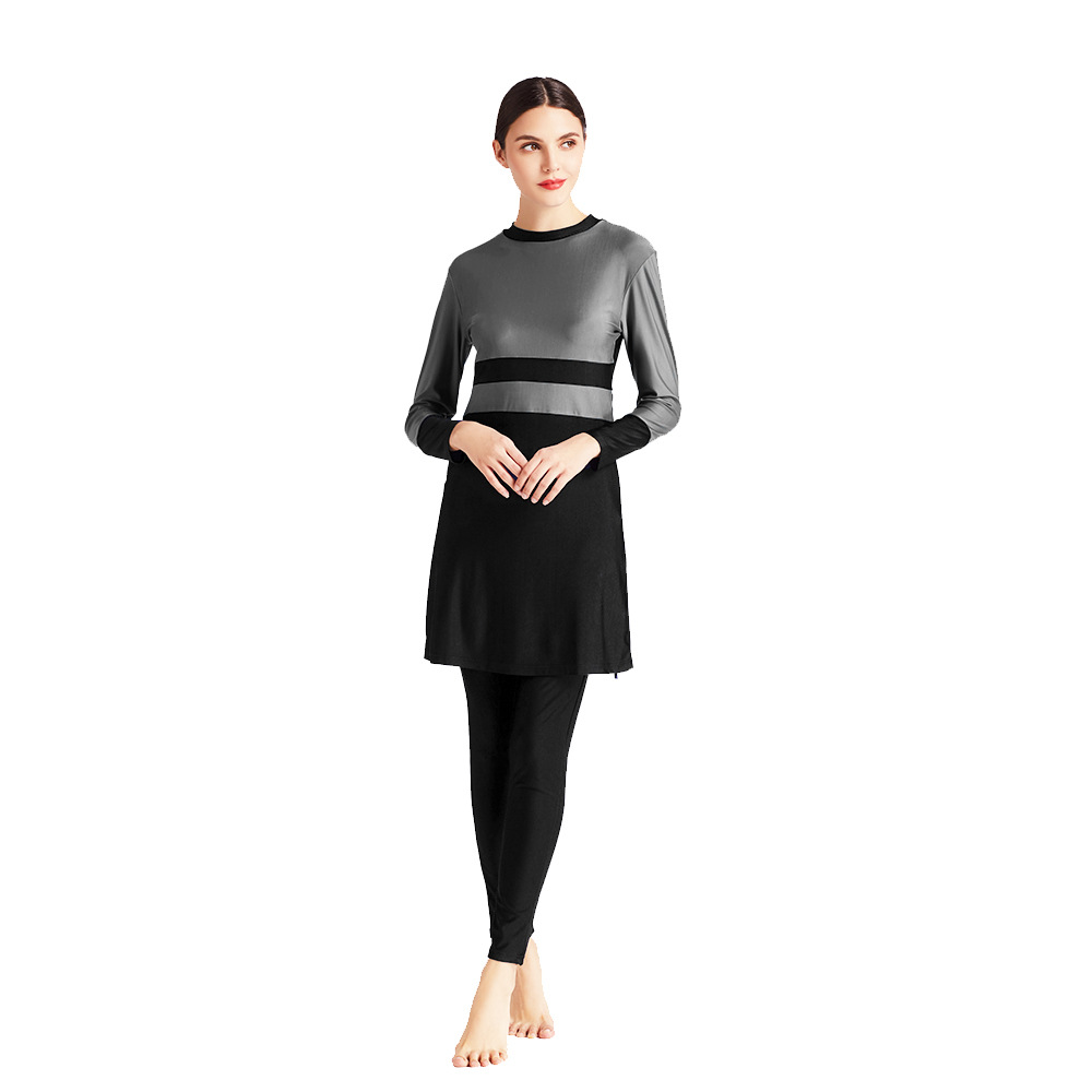 2022 Slim Modest Swimwear Stitching Beachwear High Elasticity Southeast Asian Middle East Muslim Swimsuit Five-piece Suit