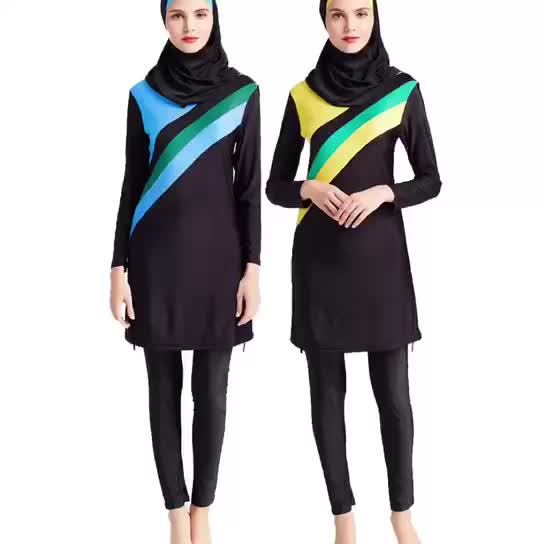 Slim Stitching Conservative Swimwear Swimsuit Five-piece Beach Suit High Elasticity Southeast Asia Lazada
