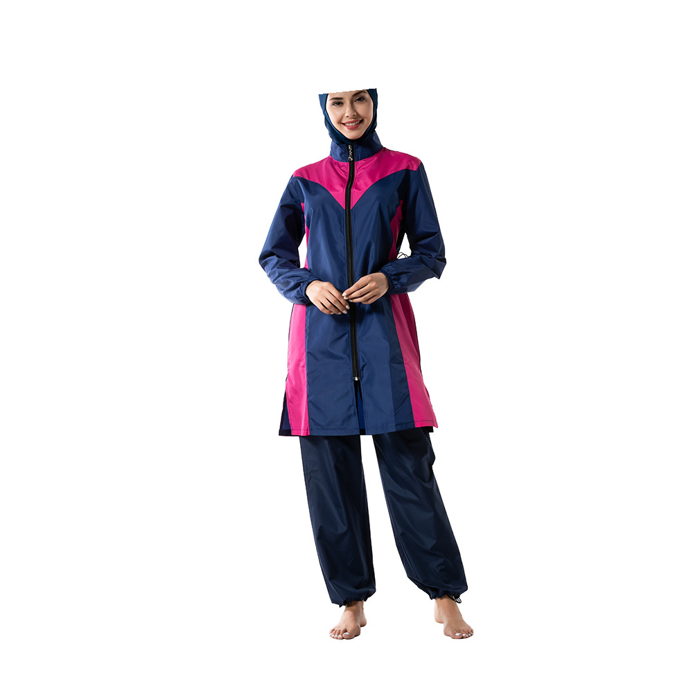 Modest Clothing Plus Size Loose Zipper Split Stitching Conservative Swimsuit Suit Women