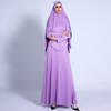 Ramadan spring pleated turban suit big swing dress retro Muslim solid color robe issued on behalf of