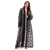 European And American Muslim Three-dimensional Flower Mesh Loose Lace Long-sleeved Cardigan Robe