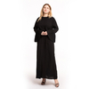 European And American Plus Size New Women's Dress Round Neck Pleated Stitching Trumpet Sleeve Slim Dress