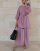 Long Casual Muslim Turkey Loose Modest Fashion Middle East Lady Blouse Set