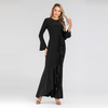 AliExpress Amazon Ebay Hot Sale Solid Color Ruffled Fishtail Bag Hip Long Dress Muslim